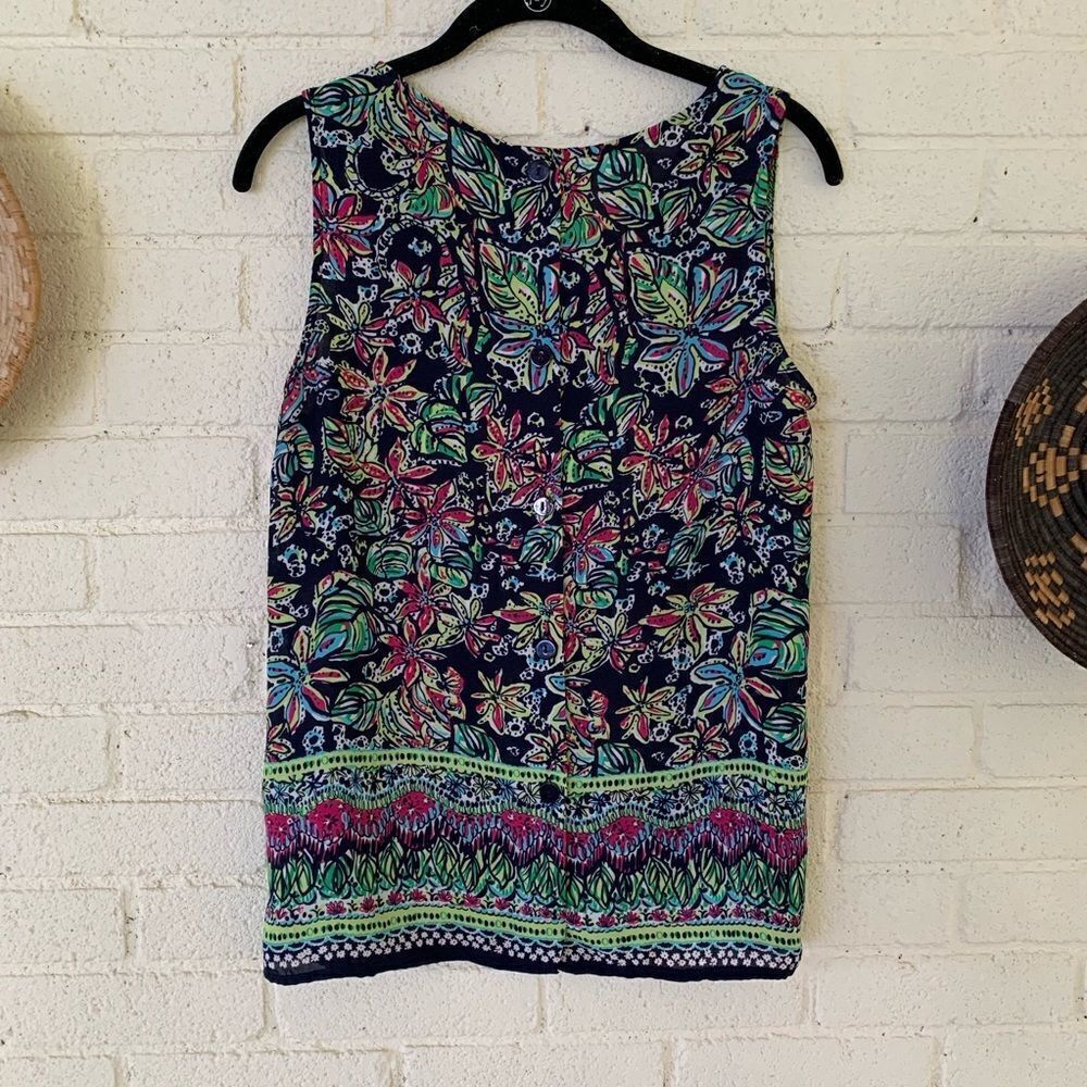 Cynthia Rowley Pattern Button Down Back Tank - Picture 5 of 6